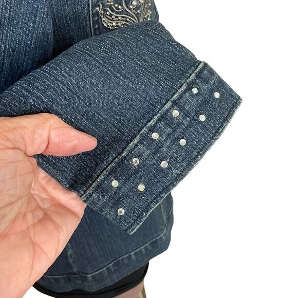 DANIEL Jeans Denim Jacket Blingy Embroidered Embelished Size M - Picture 6 of 15